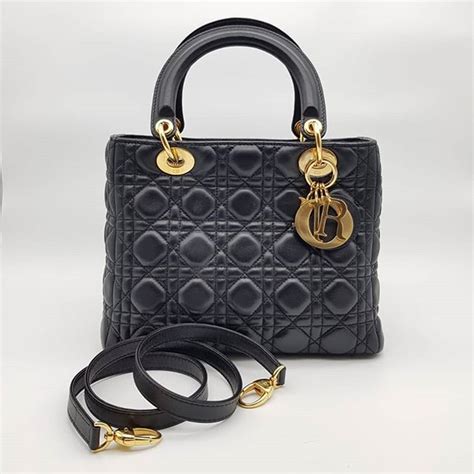 lady dior medium black gold